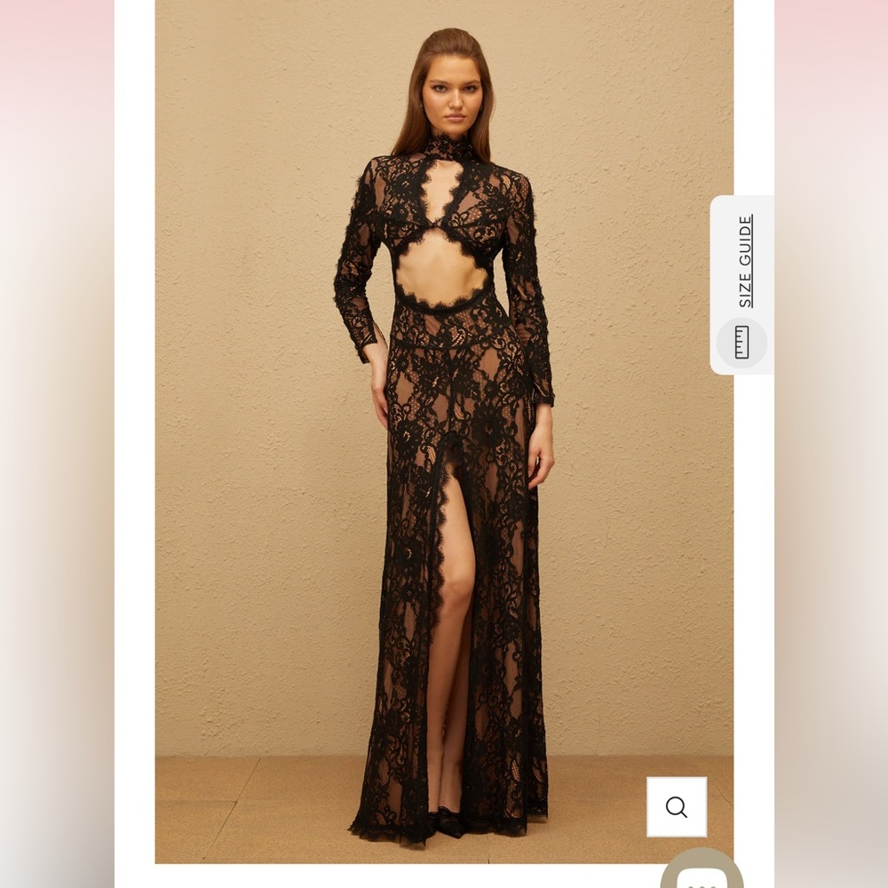 Miss rosier Black Cut Out Floral Lace Maxi Dress
